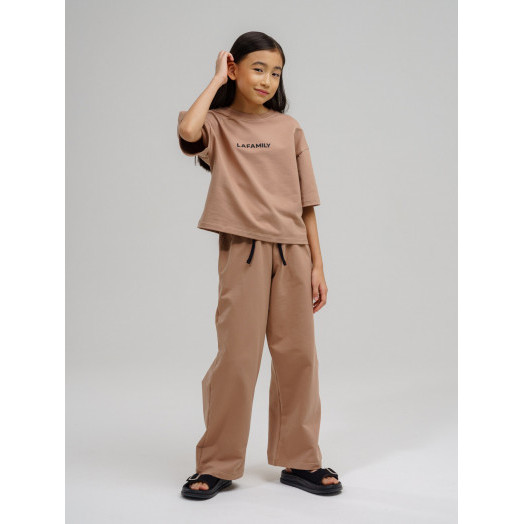 LF kids, костюм летний для девочки (штаны+футболка) Цвет капучино