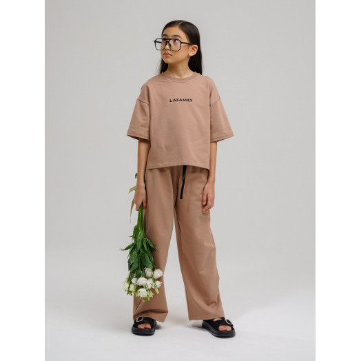 LF kids, костюм летний для девочки (штаны+футболка) Цвет капучино