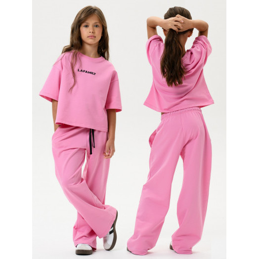 LF kids, костюм летний для девочки (штаны+футболка) Цвет розовый