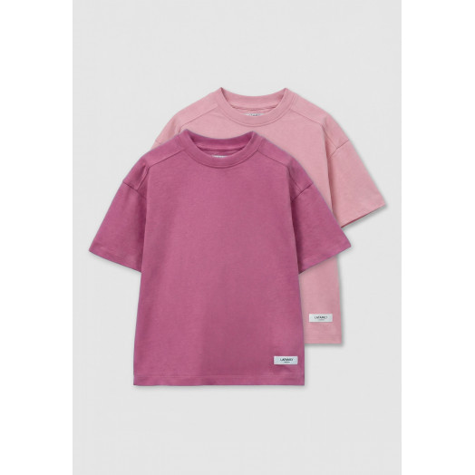 Комплект футболок от LF Kids, цвет винный+пудровый
