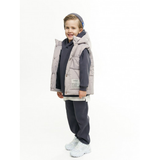 LF kids, жилет демисезонный с капюшоном, цвет серо-бежевый