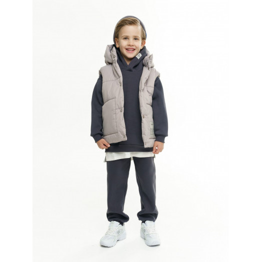 LF kids, жилет демисезонный с капюшоном, цвет серо-бежевый