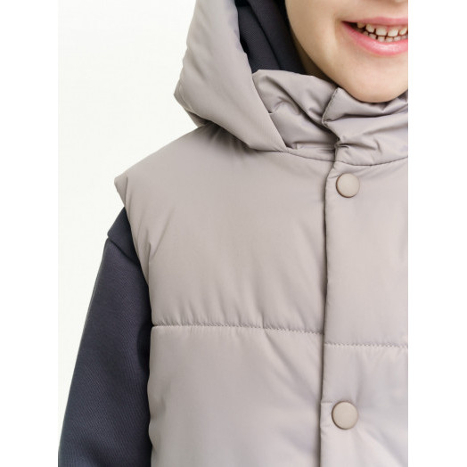 LF kids, жилет демисезонный с капюшоном, цвет серо-бежевый