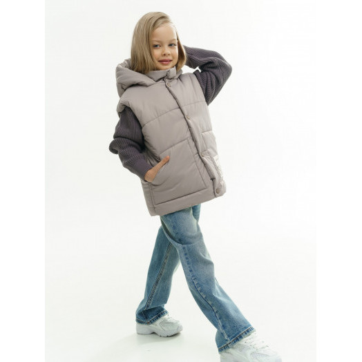 LF kids, жилет демисезонный с капюшоном, цвет серо-бежевый