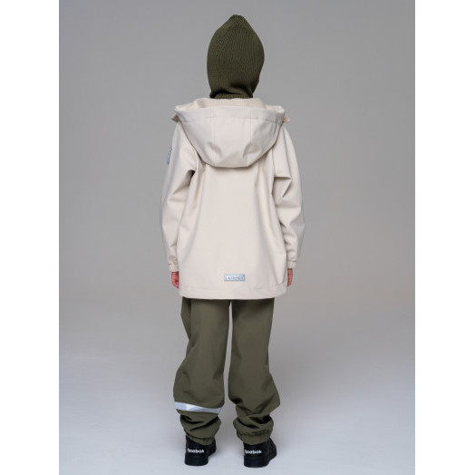 LFkids,  костюм софтшелл непромокаемый цвет молочный + оливковый
