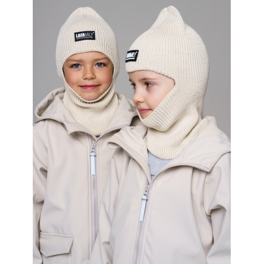 LFkids,  костюм софтшелл непромокаемый цвет молочный + оливковый