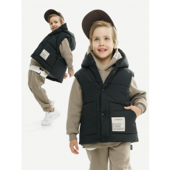 LF kids, жилет демисезонный с капюшоном, цвет черный