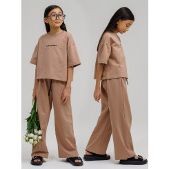 LF kids, костюм летний для девочки (штаны+футболка) Цвет капучино