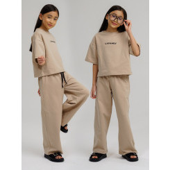 LF kids, костюм летний для девочки (штаны+футболка) Цвет бежевый