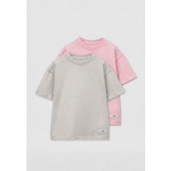 Комплект футболок от LF Kids, цвет розовый+светло-серая