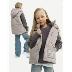 LF kids, жилет демисезонный с капюшоном, цвет серо-бежевый