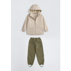 LFkids,  костюм софтшелл непромокаемый цвет молочный + оливковый